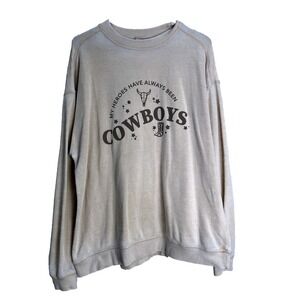 Chicka-D Charlie Southern Womens Burnout Sweatshirt Sz M‎ Tan Oversized Graphic